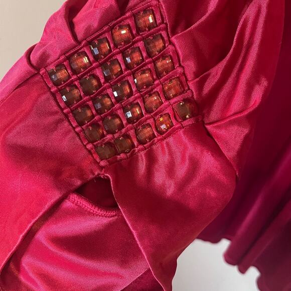 BCBG MaxAzria Bright Cherry Red Satin Dress Size: Large - Picture 4 of 5